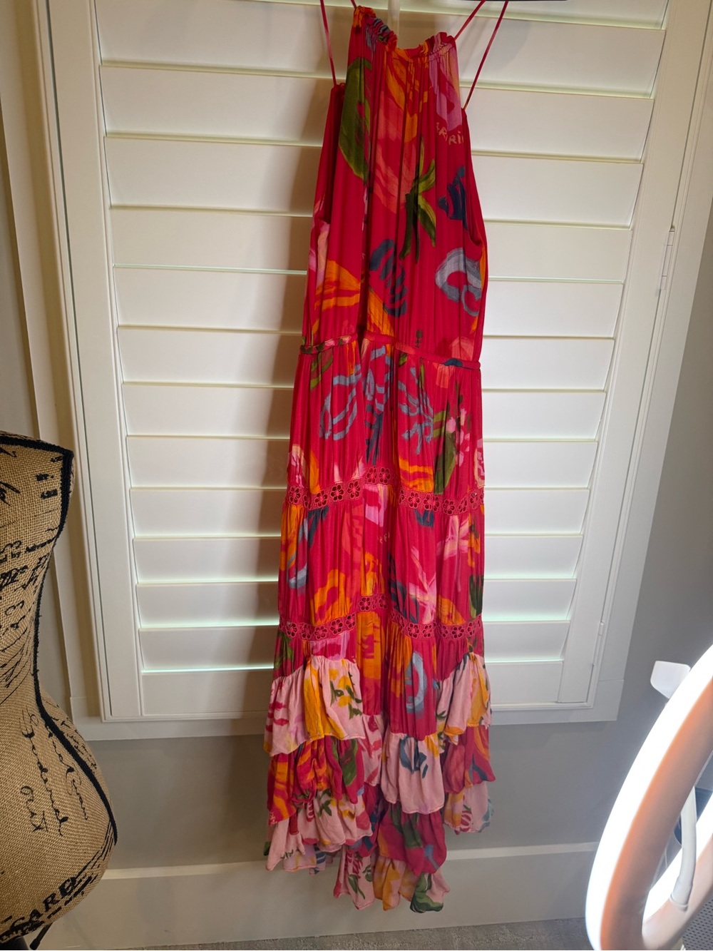 FARM Rio Red and Orange Floral Tiered Maxi Dress - Picture 4 of 10